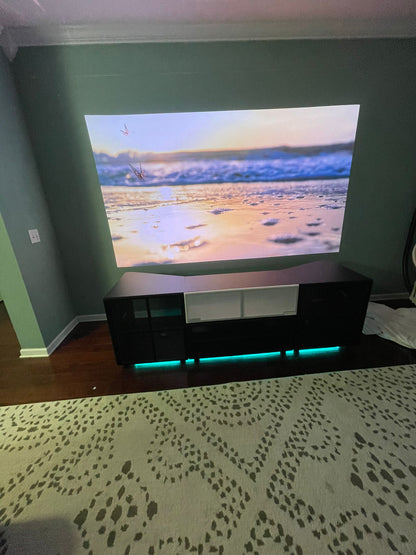 Cabinet for Ultra Short throw Projector with Center Channel:Awol Visions 120" Screen for 8 feet Ceiling