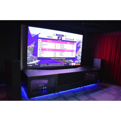 Cabinet Designed for UST projector Center Channel & floor raising screen: 120 Inch Screen 8 feet and above ceiling