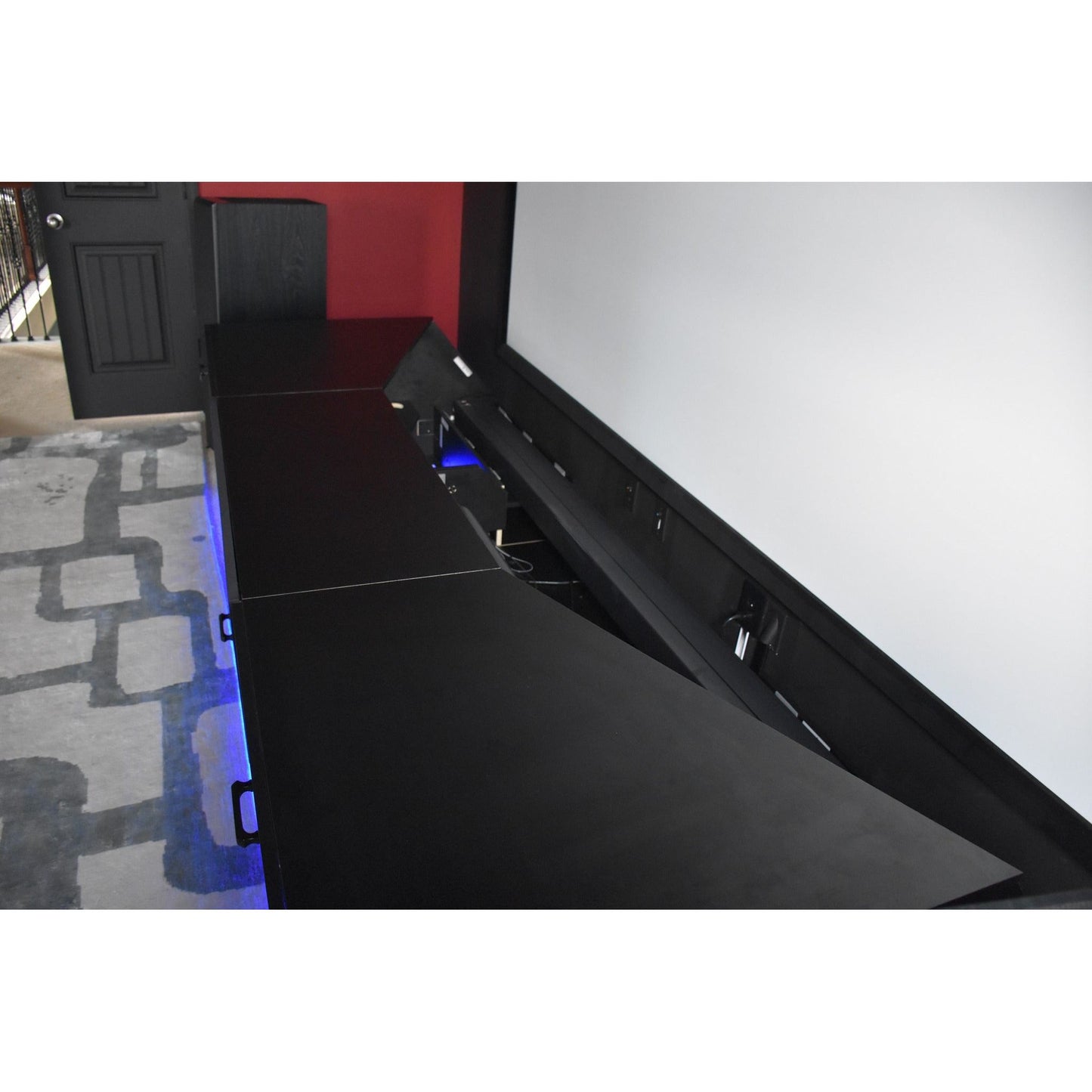 Cabinet Designed for UST projector Center Channel & floor raising screen: 120 Inch Screen 8 feet and above ceiling